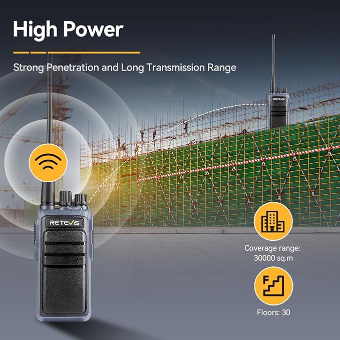 Retevis MateTalk C4 Two Way Radios Long Range, Smart Voice Control,2500mAh,Noise Reduction,Type-C, Easy Pairing, Repeater Capable, Business Walkie Talkie for Jobsite Manufacturing Farm(6 Pack)