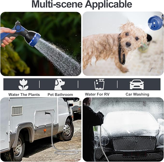 SPECILITE 125ft 304 Stainless Steel Garden Hose Metal, Heavy Duty Water Pipe with Nozzles for Yard, Outdoor - Flexible, Never Kink & Tangle, Puncture Resistant (Sliver)