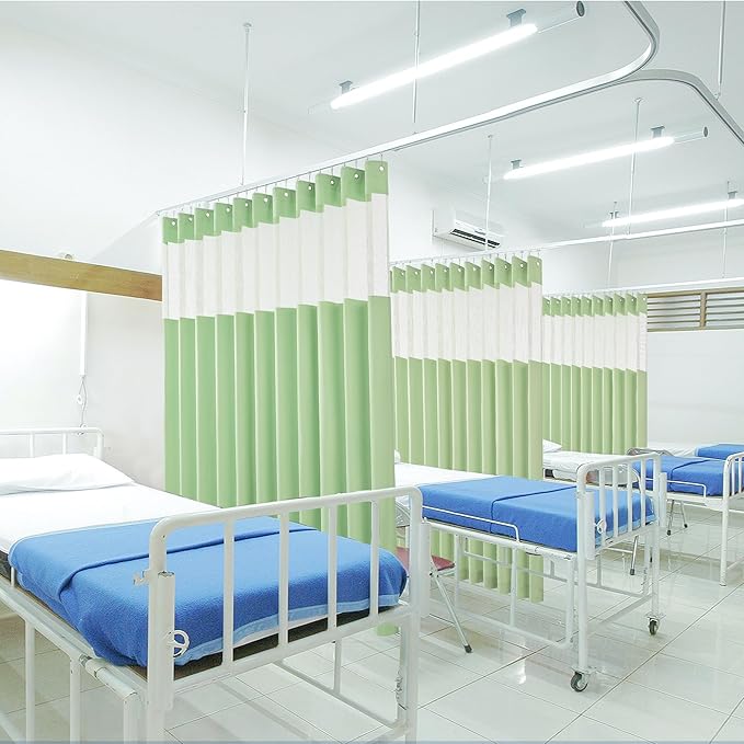 Cniuyhi Inherent Flame Retardant Hospital Curtains, Cubicle Medical Grommet Curtains for Room Divider, School Nursery, Hospital(1 Panel, Green, 5x8ft)
