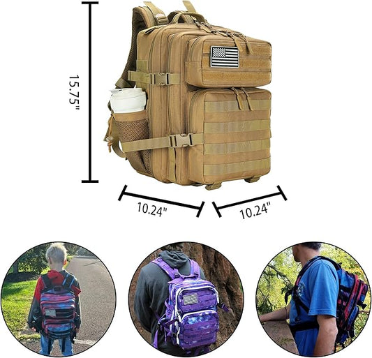 25L Military Tactical Backpack Small Assault Pack Molle Daypack for Men and Women for Work Travel Gym Outdoor Hiking Camping (Khaki)