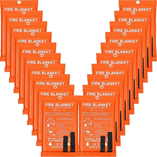 Macarrie 20 Pack Fire Blankets 39” x 39” Fire Blanket Emergency for Home and Kitchen Extinguisher Blankets Fiberglass Suppression Blanket Safety Fireproof Survival for Car Office Warehouse (Orange)