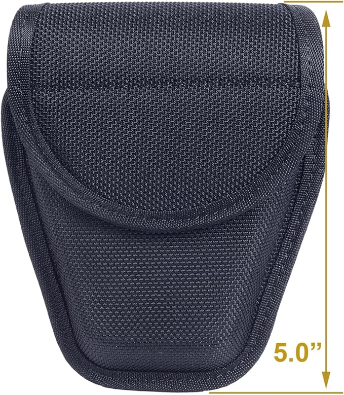 TAFTACFR Molded Single Handcuff Pouch Case for Duty Belt, Law Enforcement Holder With Removable Top Cover and Hidden Snap