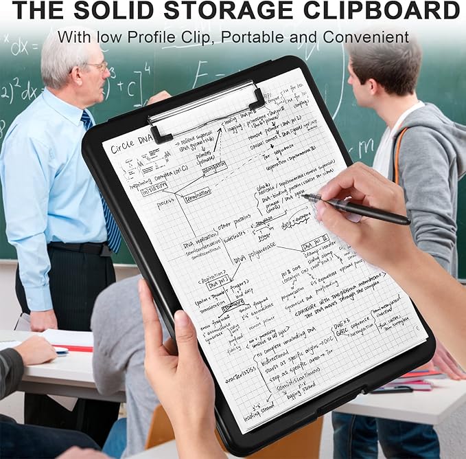 Mimorou 5 Pcs Clipboard with Storage Plastic Nursing Clipboard 9.5 x 13.5 Inch with Low Profile Clip Foldable Clip Board with Storage for Home Office Back to School Supplies