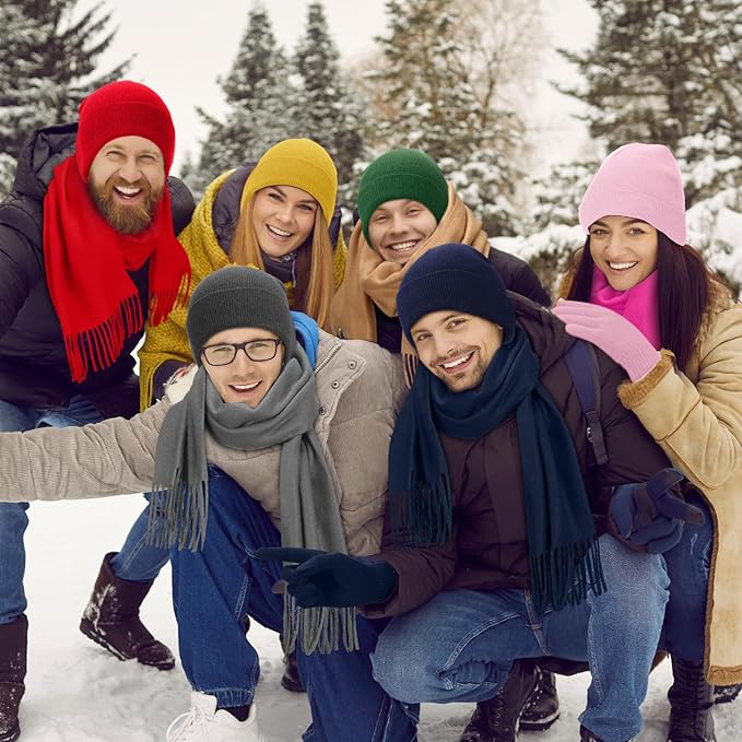 Unittype 300 Pcs Winter Homeless Care Supplies Bulk - Beanies Caps Gloves Scarves Set for Community Charity Church Donation