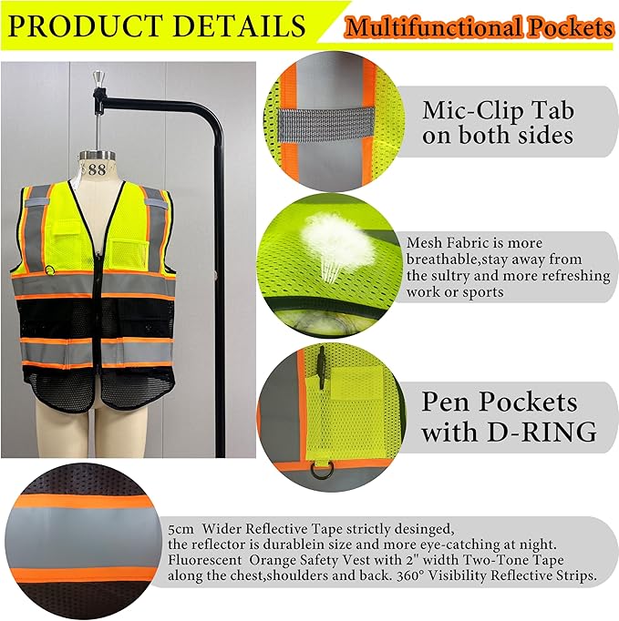 Personalized High Visibility Reflective Safety Vest Custom Your Text Protective Workwear Outdoor Work Vest