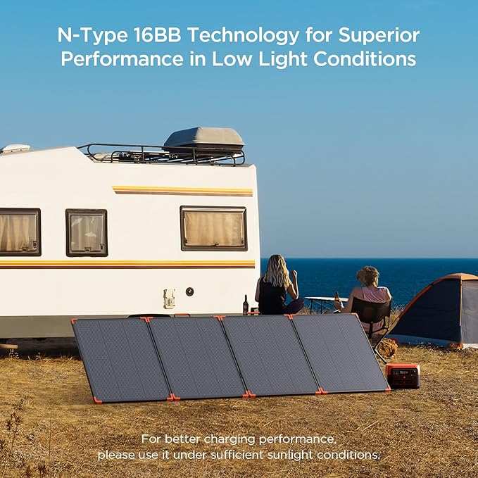 N-Type 16BB 350W Portable Solar Panel for Power Station,Camping Essentials,43V Foldable Solar Charger 25% High Efficiency IP68 Waterproof 4 Reinforced Kickstands for Camping RV Offgrid Living