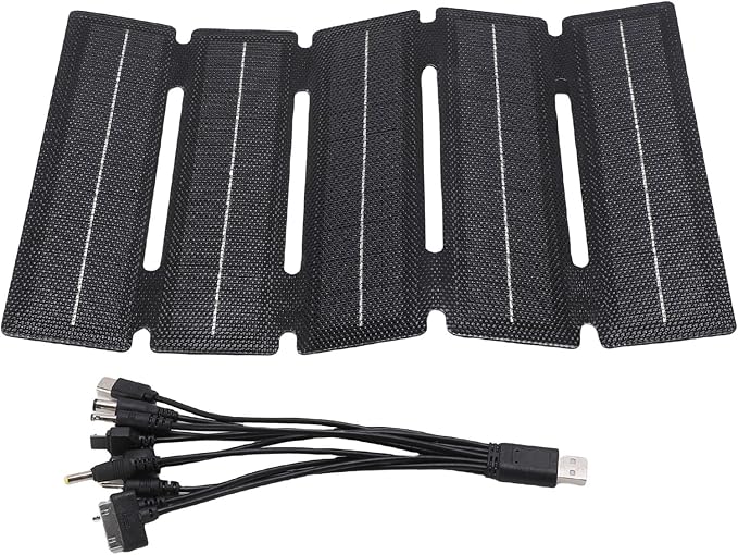 Generic Foldable Solar Panel, 25w 5 Fold Monocrystalline Silicon Etfe Thin Portable Solar Panel with 10 in 1 Connector Cable, Water Proof, for Outdoor Travel, Camping, Hiking