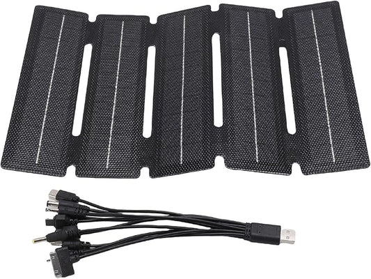 Generic Foldable Solar Panel, 25w 5 Fold Monocrystalline Silicon Etfe Thin Portable Solar Panel with 10 in 1 Connector Cable, Water Proof, for Outdoor Travel, Camping, Hiking