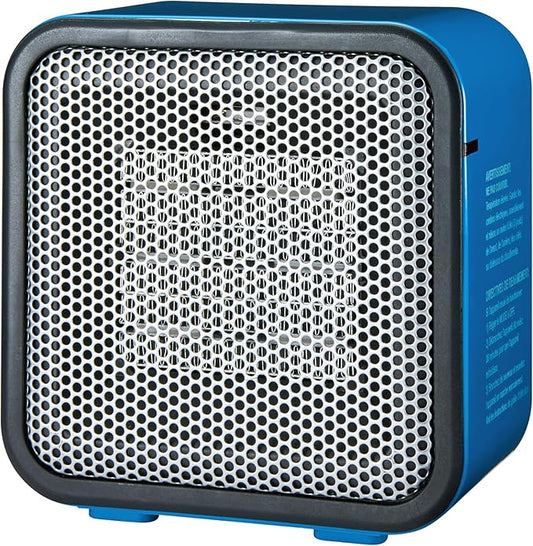 Amazon Basics Ceramic Space Heater, Mini Heater for Office Desk, Portable Tent Heater (Indoor Use), 500 W, With Tip-Over Protection, Lightweight (1.4 LBS), Blue, 5.9 x 3.2 x 6 inches