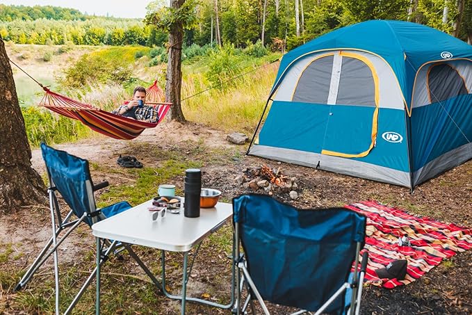 UNP Tents 6 Person Waterproof Windproof Easy Setup,Double Layer Family Camping Tent with 1 Mesh Door & 5 Large Mesh Windows -10'X9'X78in(H)