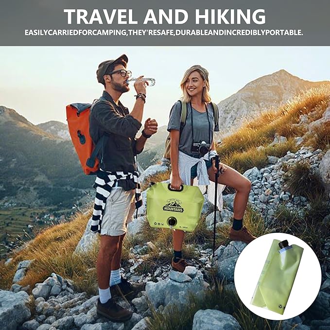 Collapsible 8L Water Storage Bag, BPA-Free Portable Folding Water Jug with Adjustable Faucet, Leakproof Emergency Water Bag for Camping, Hiking, Riding, Outdoor Sport (4, Green)