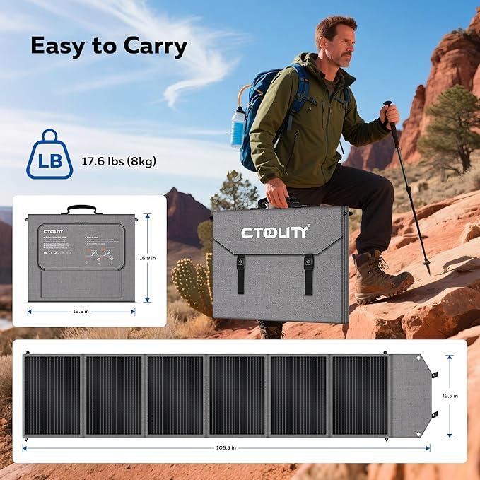 200W Portable Solar Panel for Power Station, Foldable Solar Charger, IP68 Waterproof Solar Panel Kit USB/Type-C/XT60/MC4 Anderson Aviation Output for Outdoor RV Camper Emergency Power Supply