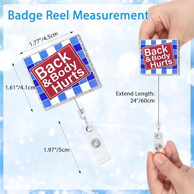 Back&Body Hurts Badge Reel with Alligator Clip Funny ID Badge Holders Cute RN LPN CNA MA PCT Badge Buddy Healthcare Medical Students Nurse Accessories for Work