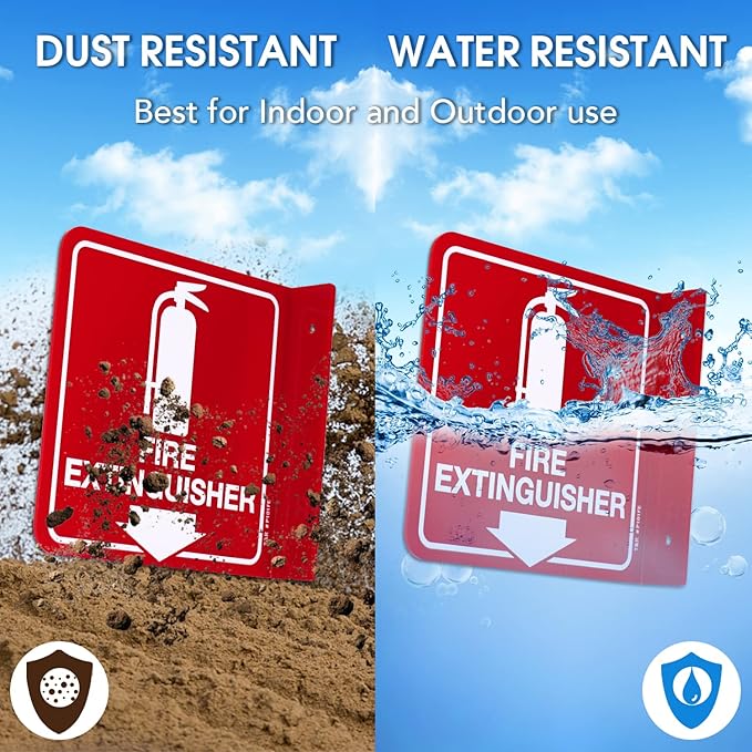 T&R Fire Extinguisher Sign, Fire Extinguisher with Down Arrow - 12 Pack - 6 x 6 Inches Acrylic, 2 pre-drilled holes, Includes Matching Screws, Use for Home Office/Business