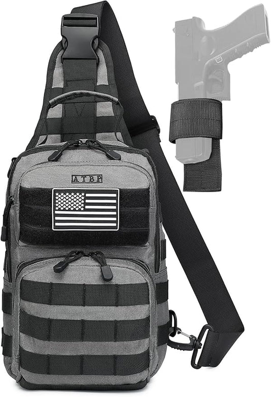 ATBP Tactical Sling Backpack With Holster Military Crossbody Bag for Men Single Shoulder Back Pack 10L