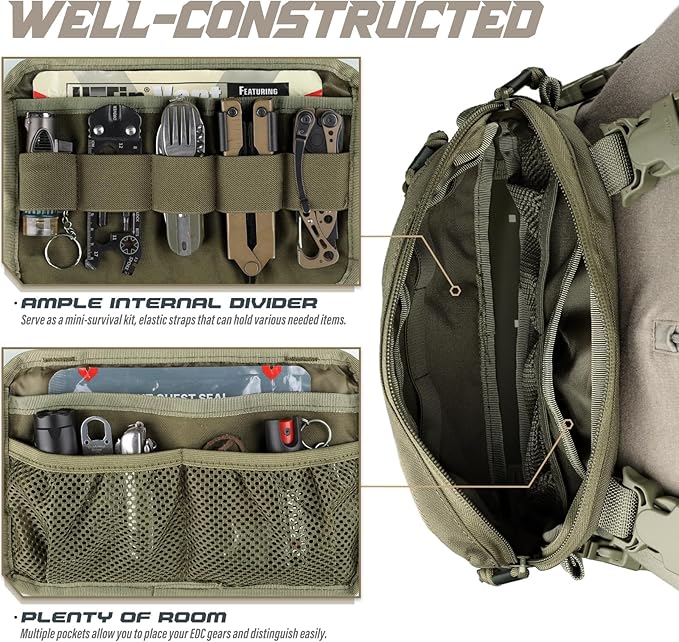 WYNEX Tactical Chest Rig Pack for Men, Running Chest Bag with Front Loop Recon Chest Rigs for Hunting Outdoor EDC