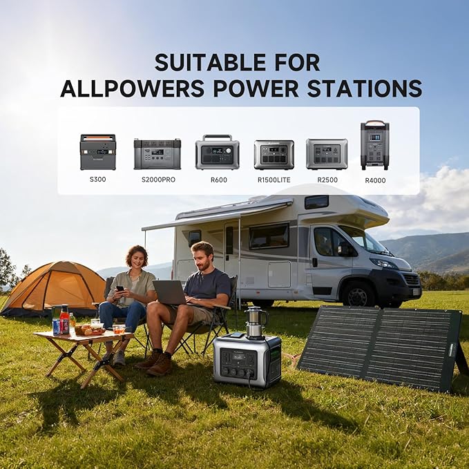 ALLPOWERS SOLAX SE100 100W Portable Solar Panel,High-Efficiency 23%-25% Monocrystalline Folding Solar Charger for Solar Generator,Camping&RV,12V/24V Compatible,IP68 Waterproof