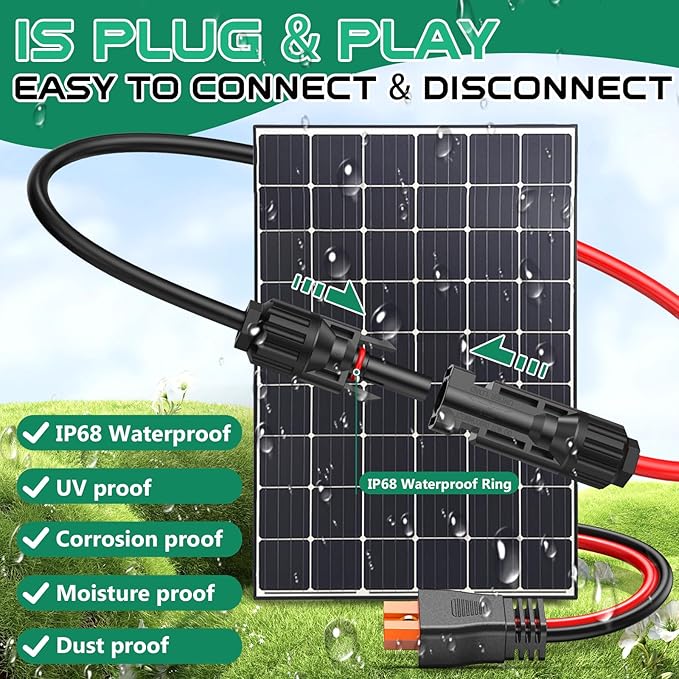 10AWG XT60i Solar Cable 15FT, Solar to XT60i Charging Cable 3 10 20 25 30 40 50FT, Solar Connector to XT60i Connector Solar Cable, XT60i Extension Cable for Portable Power Station - 15Ft