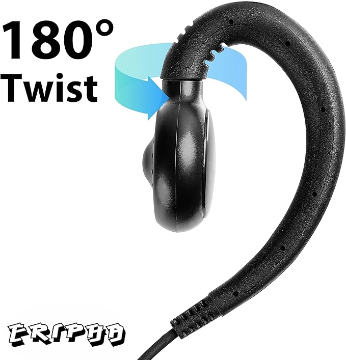 CP100d CP200 Radio Earpiece Compatible with Motorola BPR40 CLS 1110 1410 VL50 RDM2070D DLR1020 Walkie Talkie 2 Pin [C-Ring] Two Way Radio Surveillance Headset with PTT Mic (1 Pack)