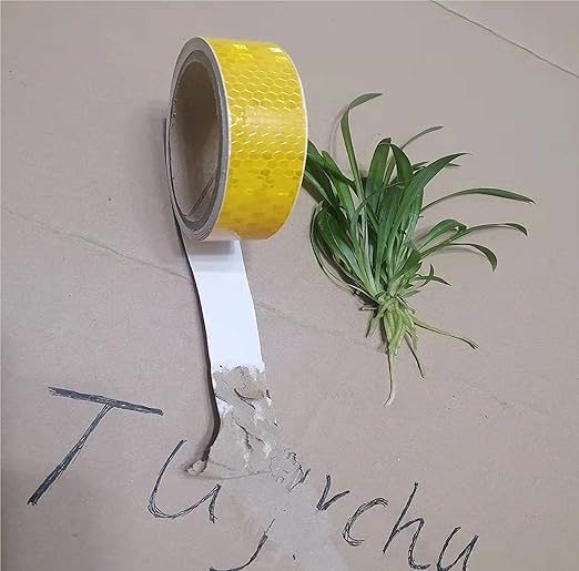 Industrial Reflective Tape Yellow 1 inch for Bikes, Outdoor Waterproof High Visibility Safety Warning Adhesive Stickers Strips (16 feet)