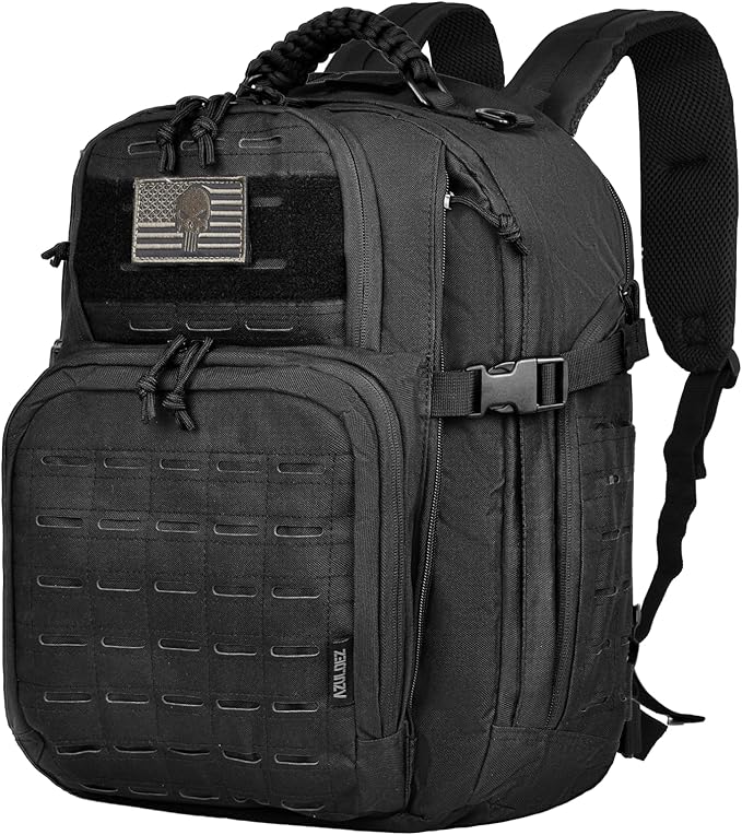 Military Tactical Backpack for Men, 40L Molle EDC Daypack Work Backpack for Trekking, Army 3 Days Assault Pack & Bug Out Bag with Water Bladder Compartment, Hiking Rucksack
