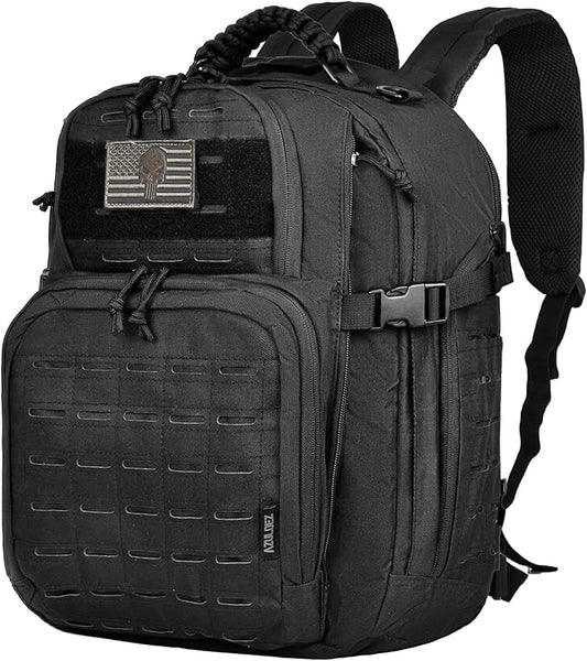Military Tactical Backpack for Men, 40L Molle EDC Daypack Work Backpack for Trekking, Army 3 Days Assault Pack & Bug Out Bag with Water Bladder Compartment, Hiking Rucksack