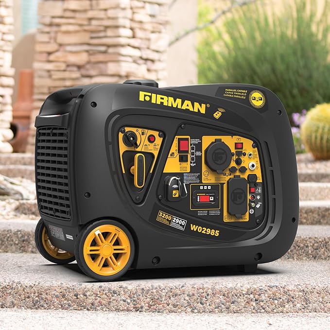 FIRMAN W02985 Gas Inverter Portable Generator, 3200W Remote Start, Quiet 58dB, 1.8-Gal Tank, 9 Hrs Runtime, Wheel Kit, RV Ready, Use for Camping, Tailgating & Outdoor Recreation