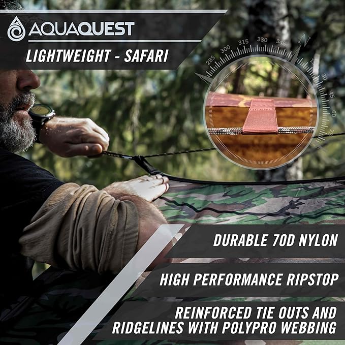 AquaQuest Defender Tarp – Heavy-Duty Waterproof (20,000 mm) Seam-Taped Rain Fly for Camping, Bushcraft & Survival