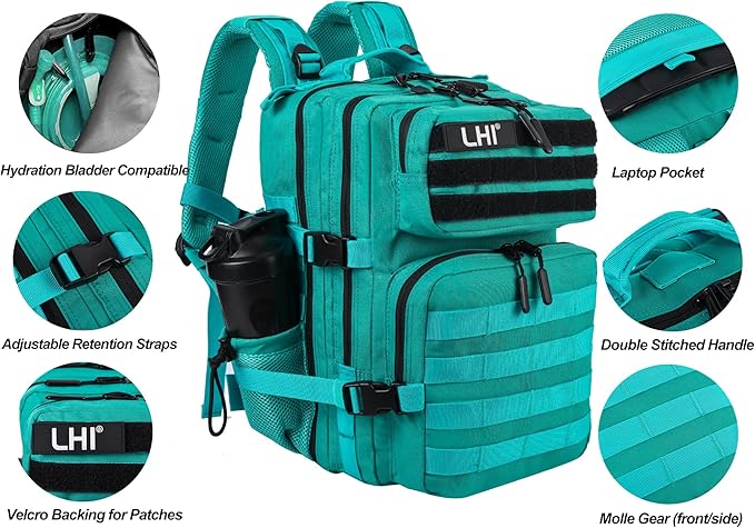 LHI Tactical Military Backpack for Men and Women 25L/35L Army Assault Pack Bag Small Rucksack with Bottle Holder