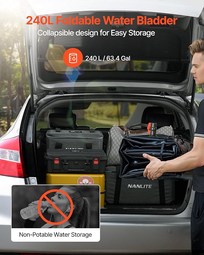 VEVOR Water Storage Bladder, 63.4 Gallon (240L) Water Storage Container Tank, 1000D PVC Large Capacity Soft Bag Bladder, Collapsible Portable for Garden Irrigation, Camping, RVs, Emergency Use - Black