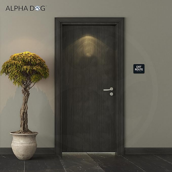 ALPHA DOG ADA SIGNS - Exit Route Sign with Braille for Your Business, 5x6 Inch, ADA Compliant, Indoor or Outdoor, Easy Installation, Made in the USA, Black