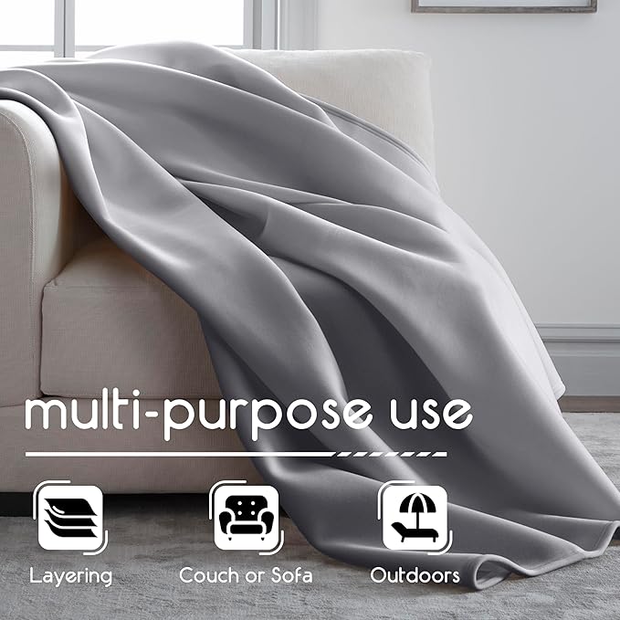 Vellux 1B07046 Original Insulating Core Hotel Style Solid blanket Machine Washable Soft Cozy Warm Pet Friendly Bed Sofa Blankets, King, Grey