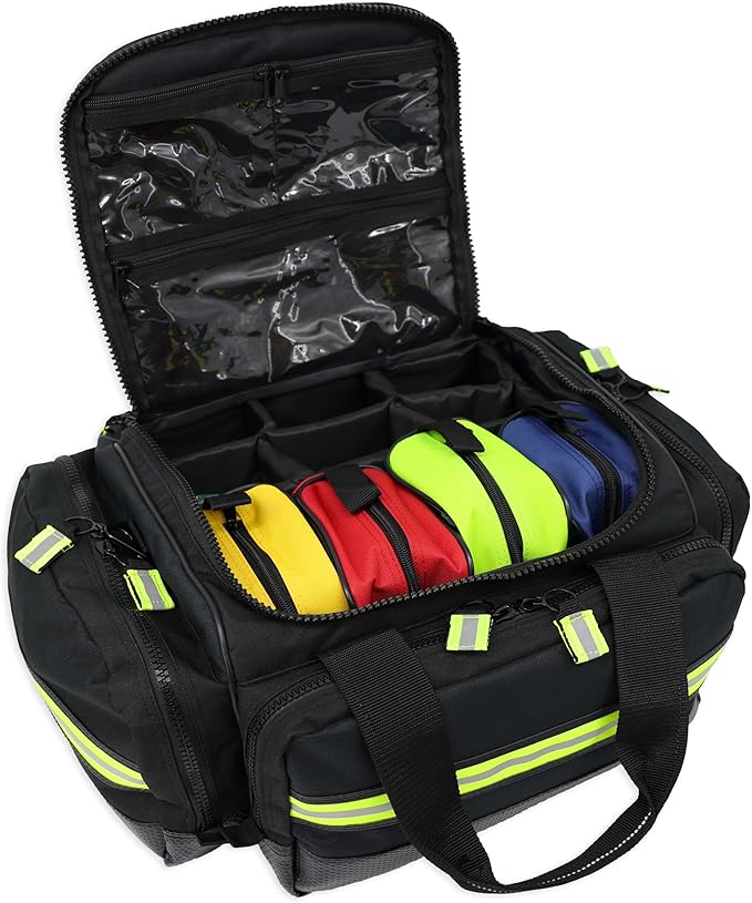 Lightning X Stocked X-Large Modular EMT Medic Trauma Bag w/Emergency Medical Fill Kit Supplies (Black)