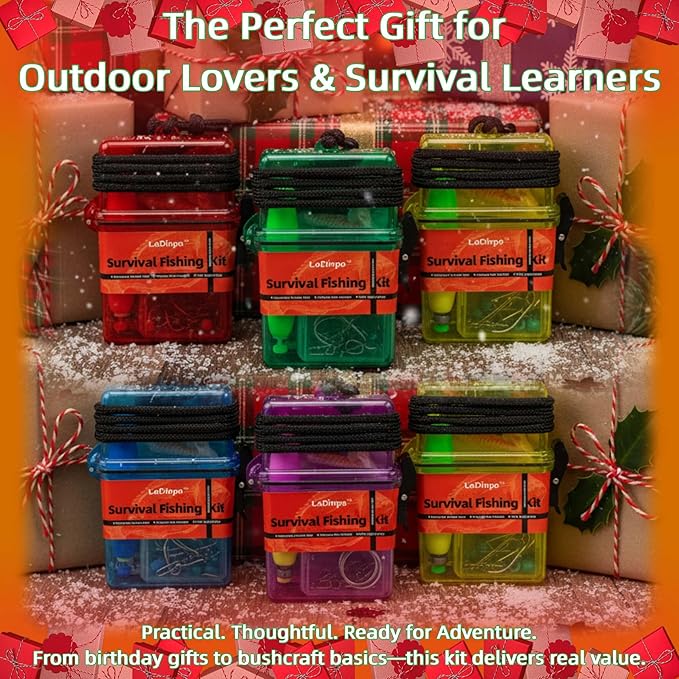 Mini Survival Fishing Kit Small Emergency Fishing Gear Box Pocket Fishing Tackle Travel Fishing Shoebox Surf Survivalist Fishing Accessories Pack Gifts for Fishing Starter Men