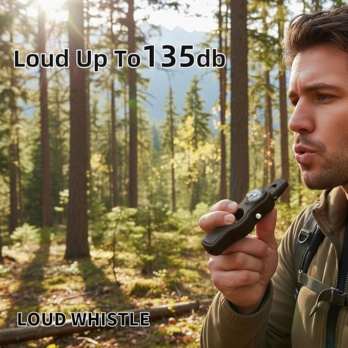 Emergency Survival Safety Whistle，Whistle for Kids with Lanyard,Compass,Thermometer,Ideal for Kayaking, Boating, Hiking, Camping, Climbing