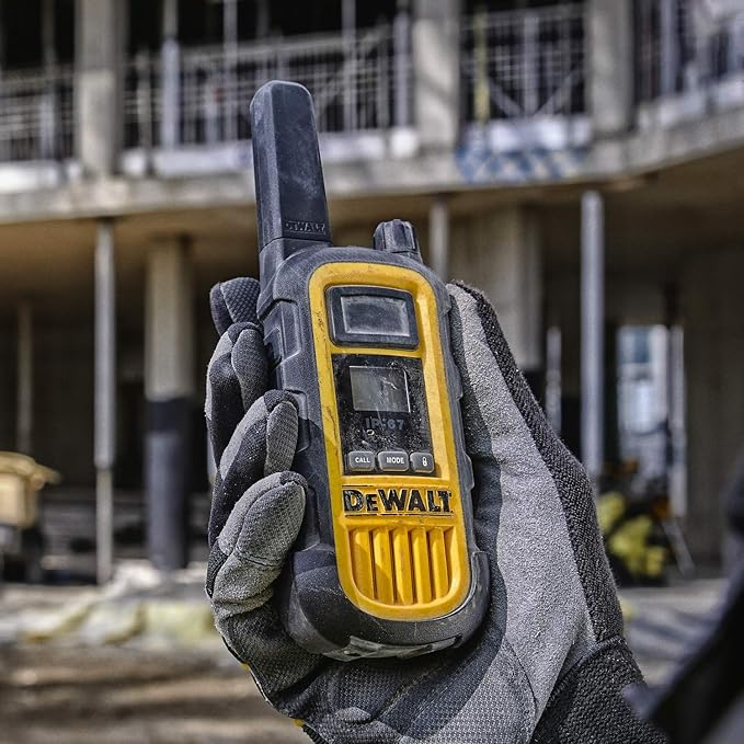 DEWALT FRS Walkie Talkies Long Range 2 Way Radio, 2 Watt, Waterproof & Rechargeable, 6 Pack with 6 Mics & Gang Charger, DXFRS800BCH6-RM1