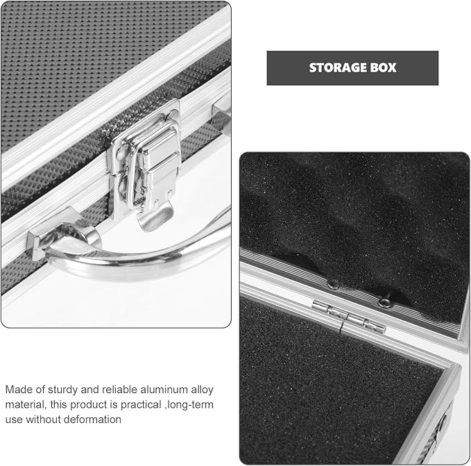 Aluminum Alloy Medicine Storage Lockbox Case Foam, Compact Portable Handle, Lockable Briefcase for First Aid Essentials Organization