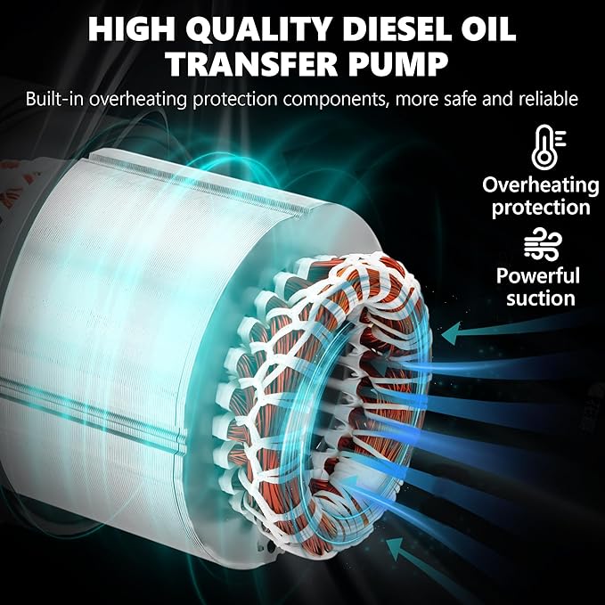 110V AC Diesel Oil Transfer Pump, 15GPM 60L/min, Self Priming Fuel Transfer Pump, Overheat Protection, Suitable for Diesel Kerosene Biodiesel Oil Mineral Oil.
