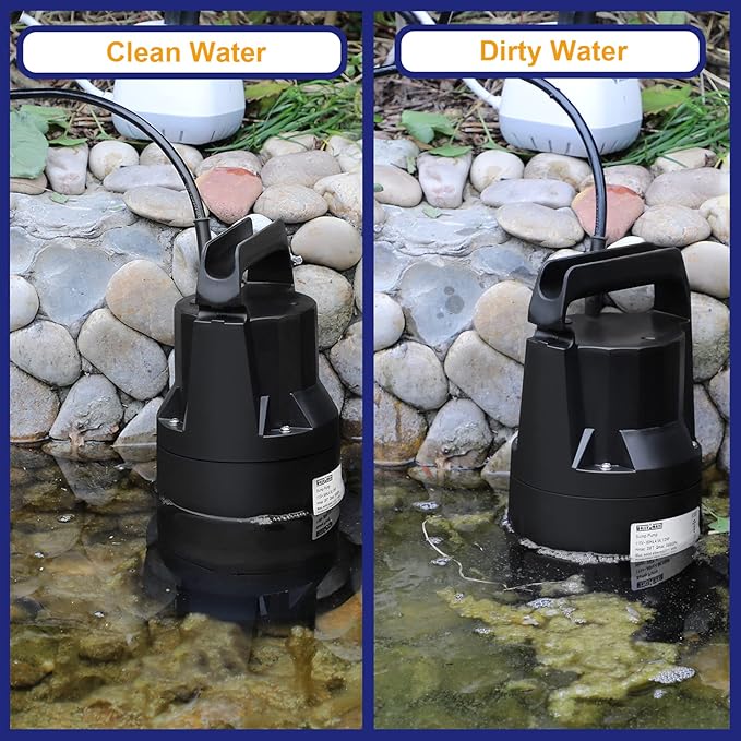 WASSERMANN 1/2HP Water Pump,3500GPH Submersible Thermoplastic Utility Pump with 10 FT Power Cord,Electric Portable Transfer Clean/Dirty Sump Pump for Swimming Pool Tubs Garden Ponds Draining