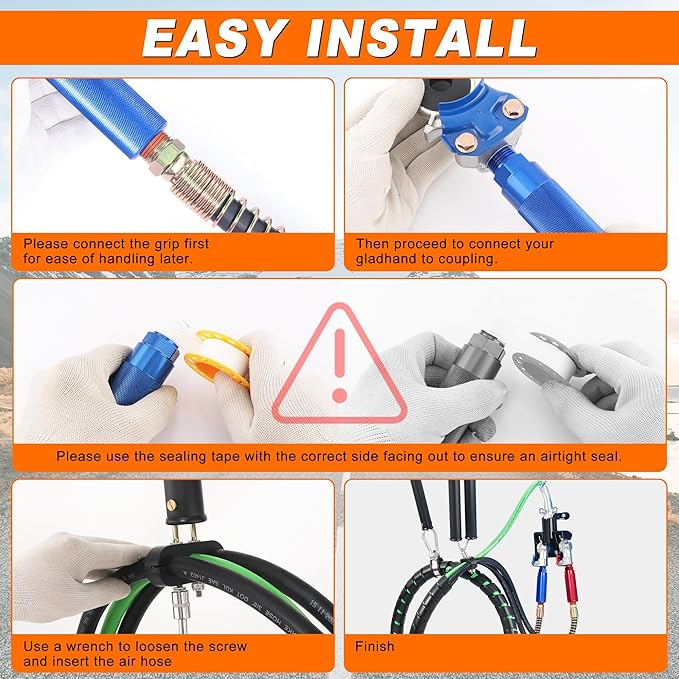 15FT Air Line Hose Kits, 3 in 1 Air Line for Truck Tractor Trailer, Semi AirLine Assembly with Gladhand, Gladhand Holder, Extension Handles, 16IN Tender Spring Kit, 7 Way Trailer Connect Socket