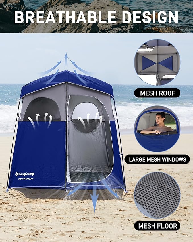 KingCamp Shower Tent, Portable Privacy Tent Outdoor Camping 1/2 Room Toilet Tents with Shower Bag & Dressing Room for Beach, Camping & Hiking