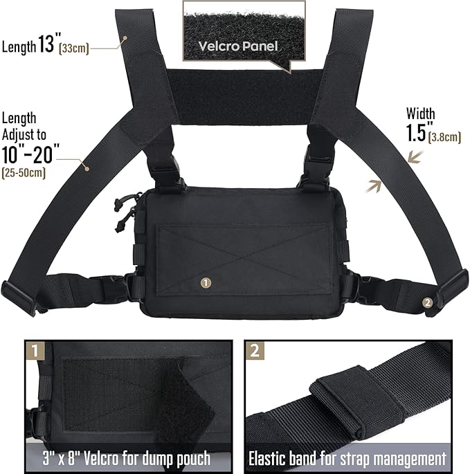 WYNEX Tactical Chest Rig Pack for Men, Running Chest Bag with Front Loop Recon Chest Rigs for Hunting Outdoor EDC