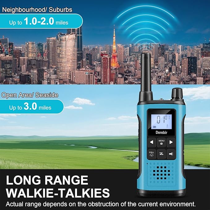 Walkie Talkies Long Range for Adults-2 Pack Rechargeable Walkie Talkies 22 FRS Channels 2-Way Radios with NOAA Weather Alert,VOX,Flashlight and 1500mAh Li-ion Battery for Family Camping Hiking