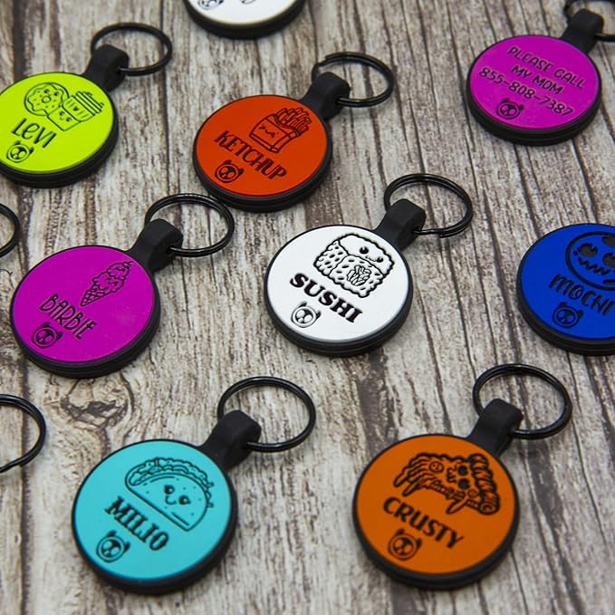 Silent Identification with Waterproof and Durable Silicone Dog Tags: Lightweight, Allergen-Free, and Customizable Round Foods Tiffany