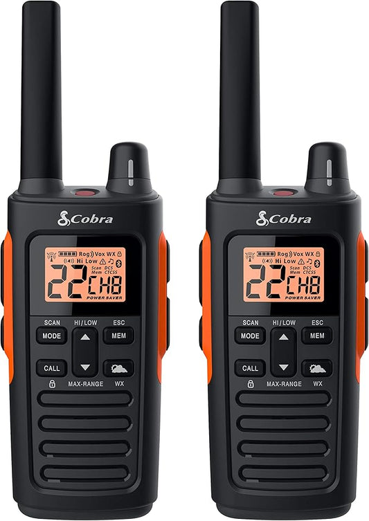 Cobra RX680 2 Watt Rugged Walkie Talkies - ( 2 Pack ) & HHRT50 Road Trip Cb Radio - Emergency Radio, Travel Essentials, 2-Way Handheld Black Radio with Rooftop Magnet Mount Antenna