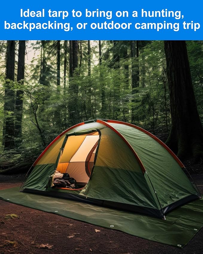 3 Pcs Large Waterproof Tarp 8 x 10 ft Heavy Duty 5.5 Mil Thick Poly Tarpaulin with Grommets Multipurpose Protective Cover for Summer Home Boats Cars Camping Rv Pool Tent
