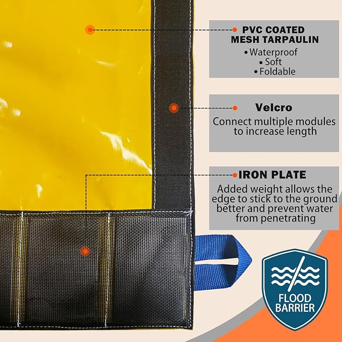 Flood Protection Self-Rising Water Gate Flood Barrier for Home,Garage Doors,Basements,Warehouses,Absorbent Sandbag Alternative L:13' x W:6.5' x H:2'