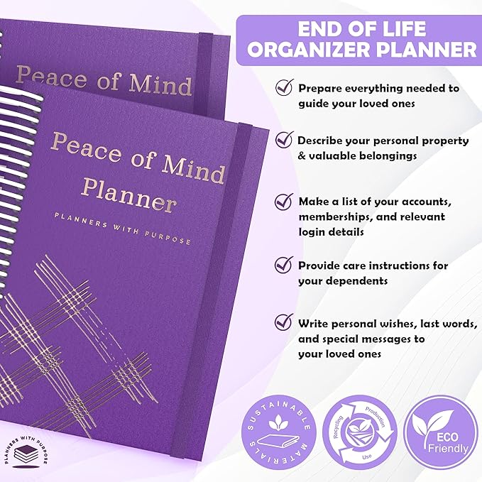 End of Life Planner - Guided Final Arrangements When I'm Gone Workbook Organizer Notebook for Beneficiary Info, Will Preparation, Last Wishes, Funeral Planning - Peace of Mind B5