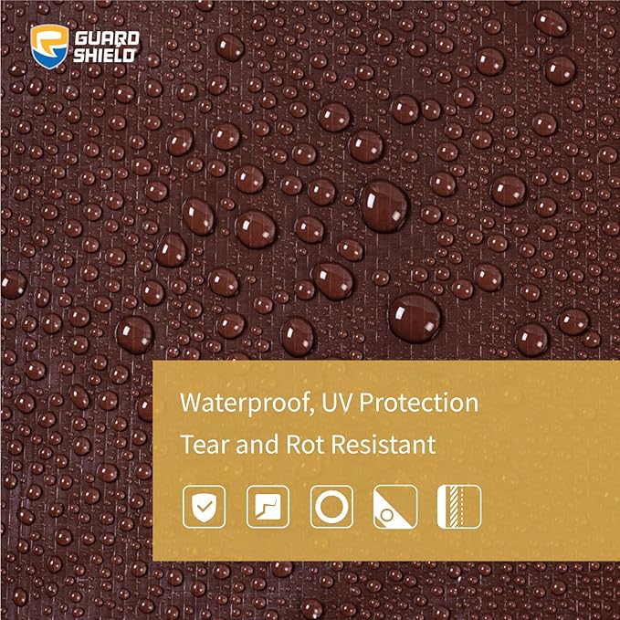 GUARD SHIELD Brown/Green Tarp 30x30 Feet Medium Duty Outdoor Waterproof Multi Purpose Poly Tarps Cover 7mil