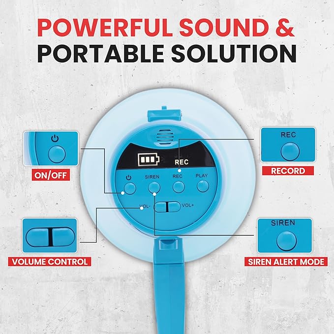 Pyle 40W Megaphone Bullhorn Speaker, Rechargeable Battery with Siren, LED Lights, Adjustable Volume, and 1000+ Yard Projection Range, Waterproof IP-X5, Ideal for Crowd Control & Indoor/Outdoor Events